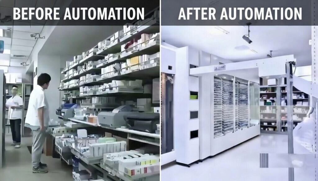 Comparison of traditional manual pharmacy vs automated robotic pharmacy system for hospital efficiency